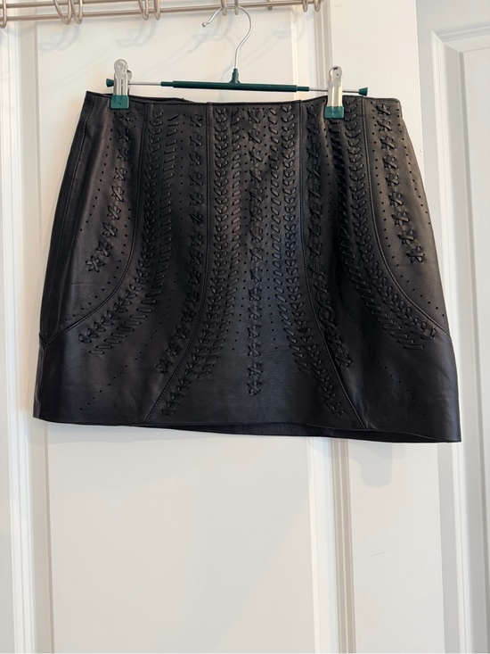 Zara Dresses & Skirts - Zara Black Leather Laser-Cut Mini Skirt